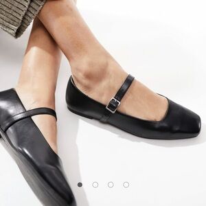 ASOS Design Black Mary Jane Ballet Flats Wide